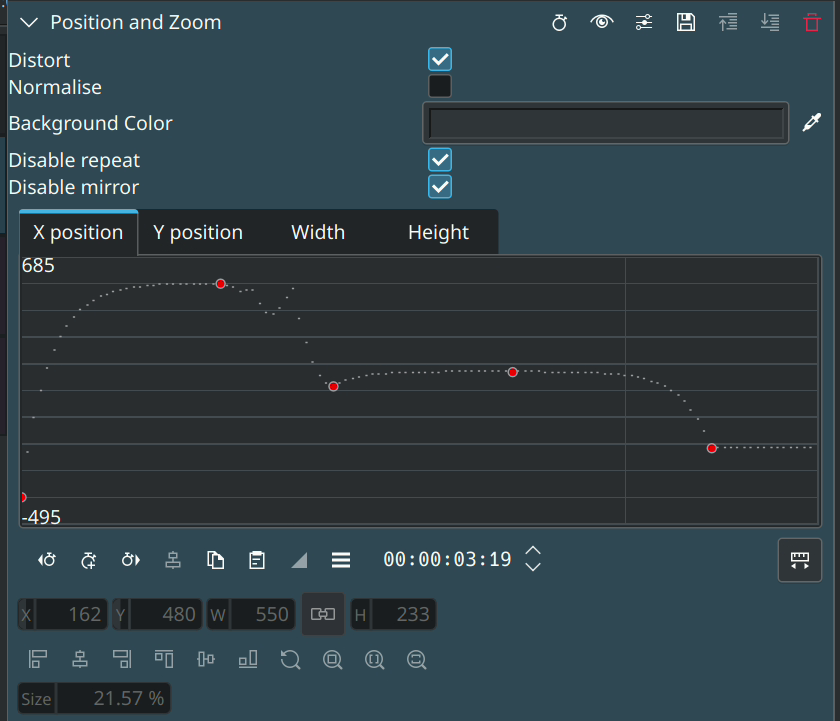 Keyframe curve editor